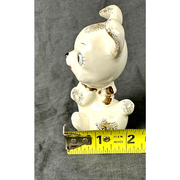 Vintage 1950’s Ceramic Dog Puppy Figurine Gold Trim Japan 4.25” - Picture 12 of 12